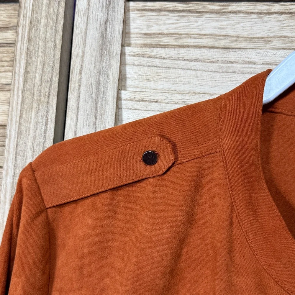 CJ Banks Rust Button-Down Shirt - Picture 7 of 12